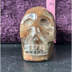 Natural Red Yellow Phantom Multi-Inclusions Crystal Skull Reiki